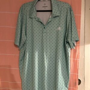 Adidas Men's Mint Green Patterned Polo Golf Shirt